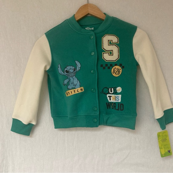 Disney Stitch Kids Toldder Jacket Green/White Sz XS - Picture 1 of 14